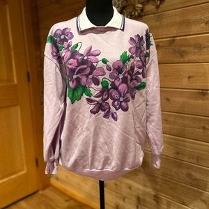 Adorable 90s vintage floral collared sweatshirt by Haband for Her